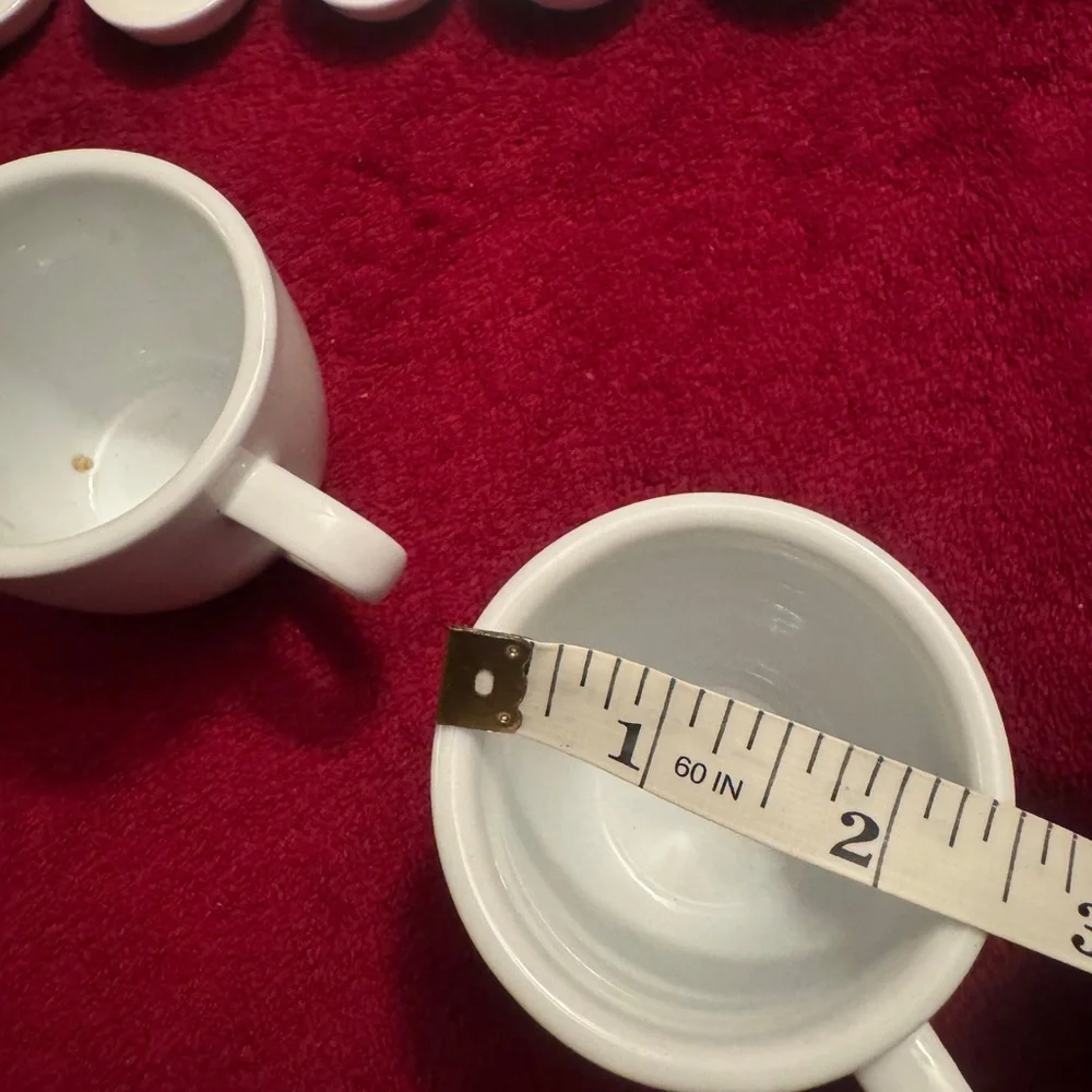 White Porcelain Teacups and Chinese Soup Spoons Set